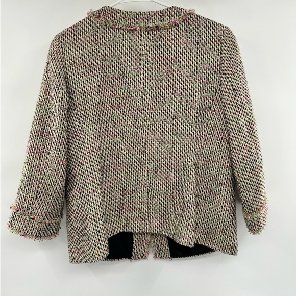 Talbots jacquard sweater jacket suit separate size 12P green pink brown - Picture 14 of 14